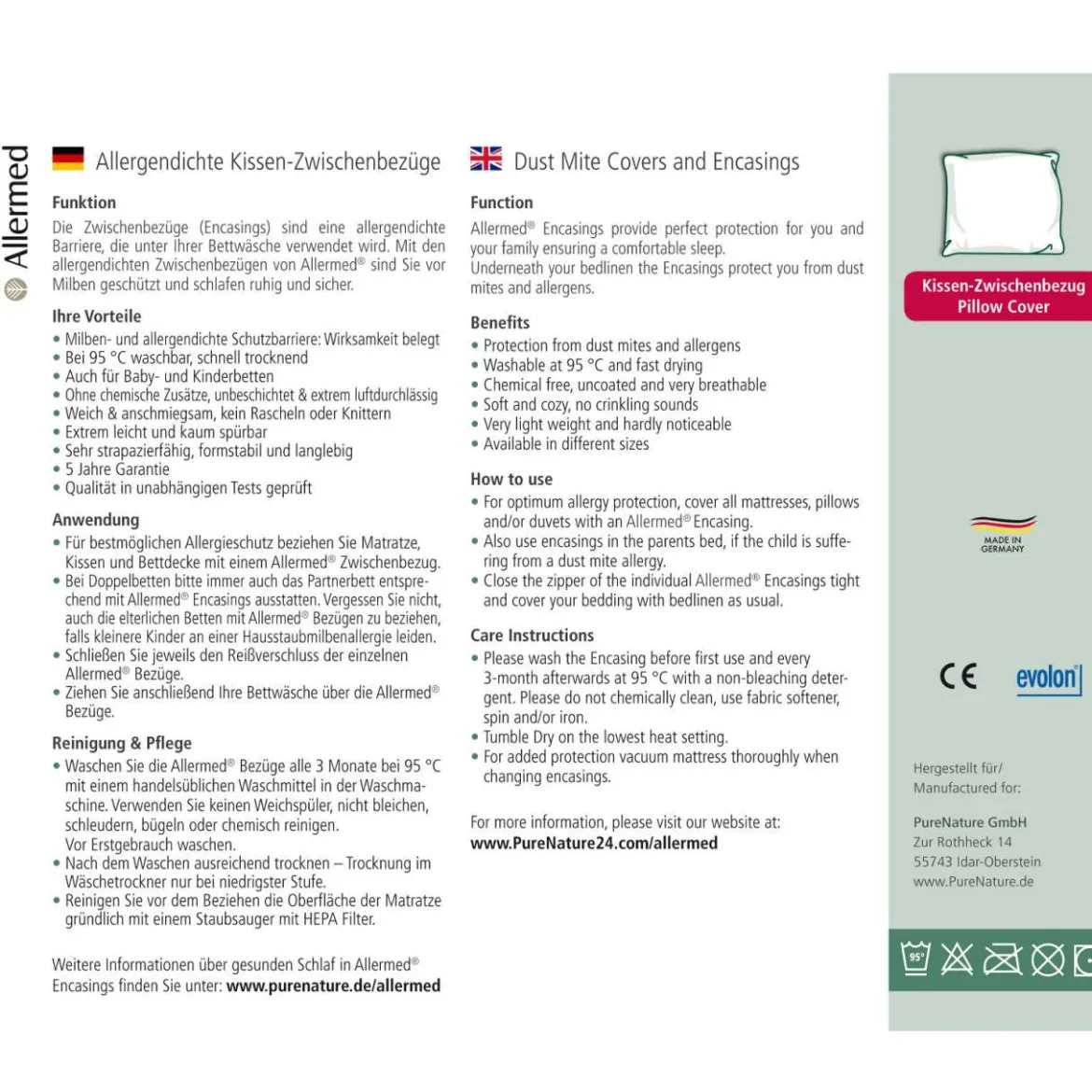 Allermed Encasing Kissen - Milbenbezug Kopfkissen