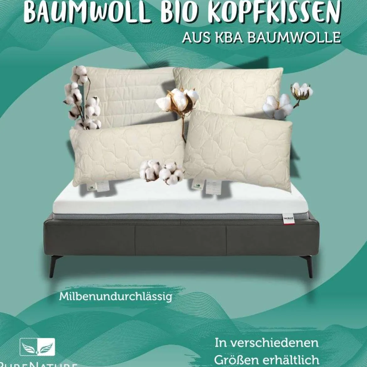Baumwoll Bio Kopfkissen aus kbA Baumwolle - verschiedene Größen