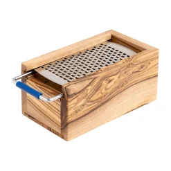 Berard Parmesanbox mit Reibe, Olivenholz und Edelstahl