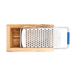 Berard Parmesanbox mit Reibe, Olivenholz und Edelstahl