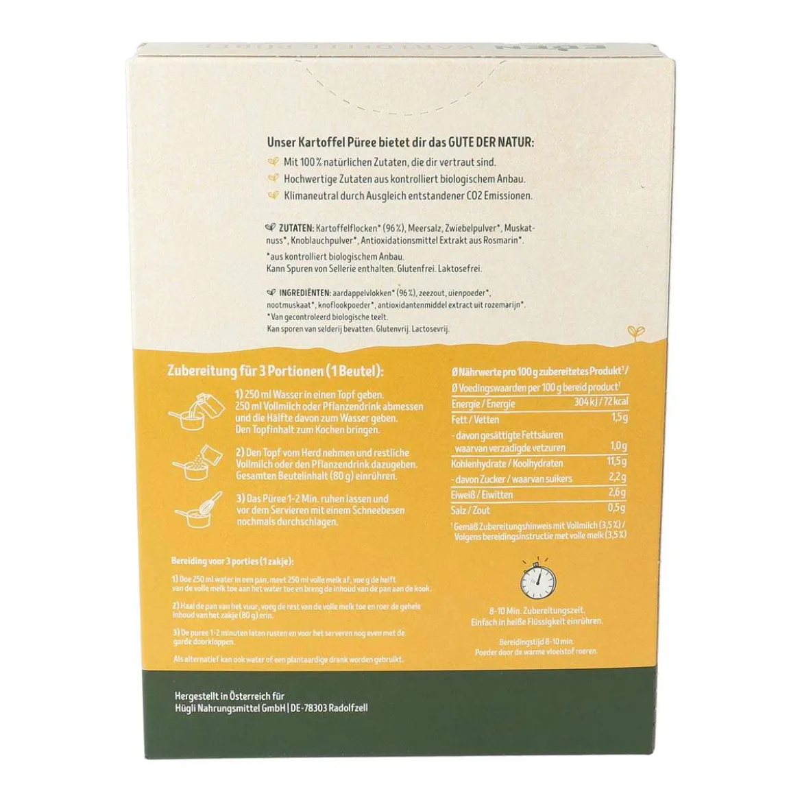 Bio Kartoffelpüree ohne Zusatzstoffe online kaufen, fettarm