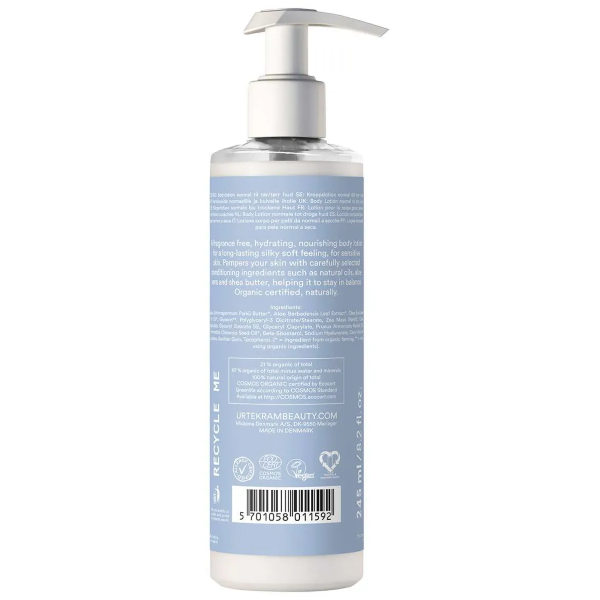 Bodylotion ohne Parfüm für trockene Haut von Urtekram No Perfume