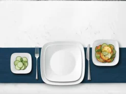 Corelle Glas Geschirr Set weiß - elegantes Design, 12-teilig
