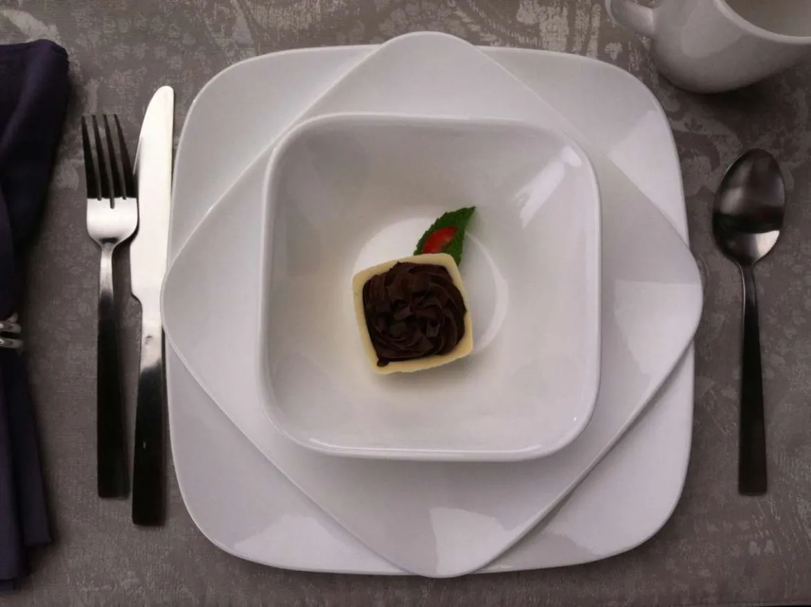 Corelle Glas Geschirr Set weiß - elegantes Design, 12-teilig