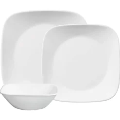 Corelle Glas Geschirr Set weiß - elegantes Design, 12-teilig