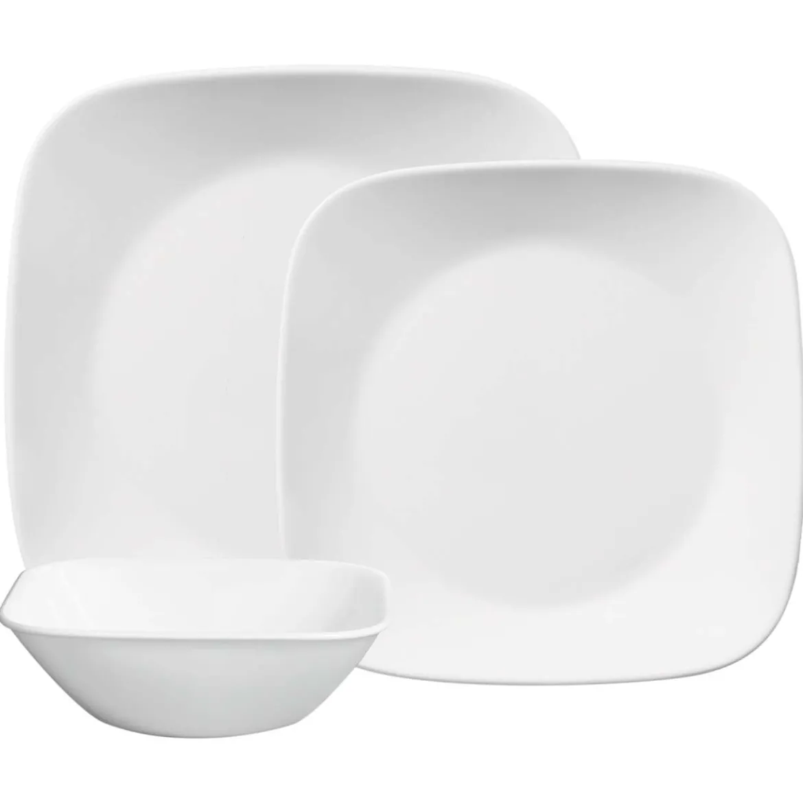 Corelle Glas Geschirr Set weiß - elegantes Design, 12-teilig