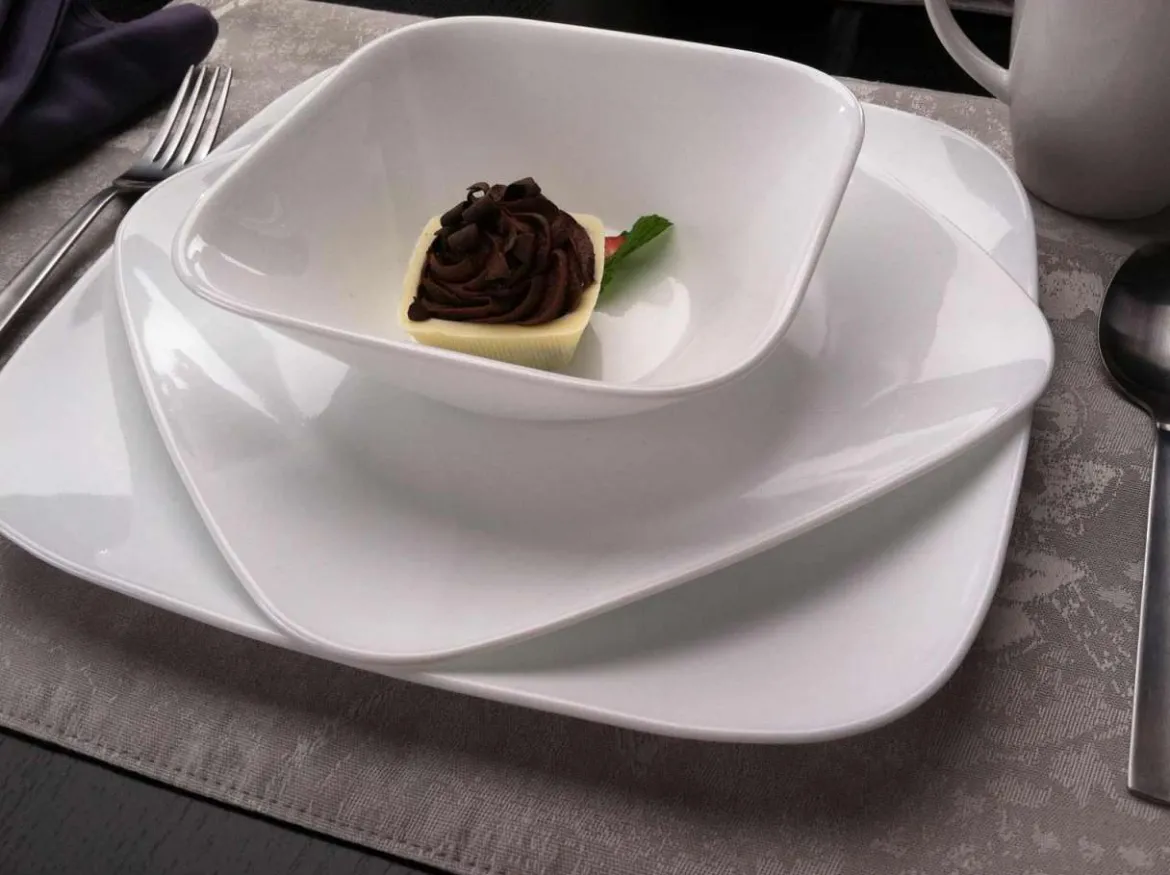 Corelle Glas Geschirr Set weiß - elegantes Design, 12-teilig