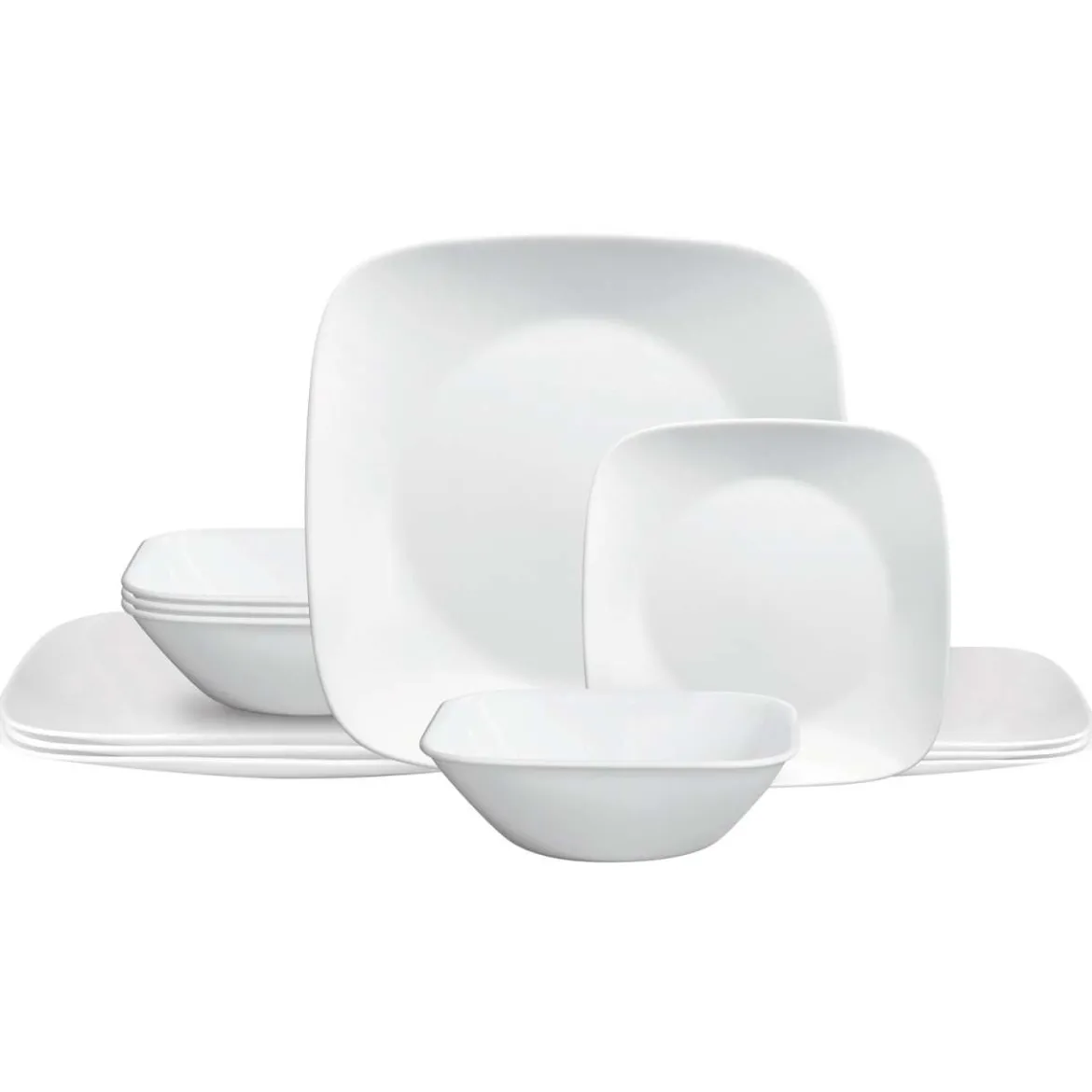 Corelle Glas Geschirr Set weiß - elegantes Design, 12-teilig