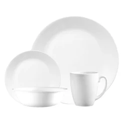 Corelle weißes Service aus Vitrelle Glas mit Tassen für 4 Personen