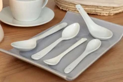 Großer Porzellanlöffel 20 cm: Schöner Müsli-Löffel, nickelfrei