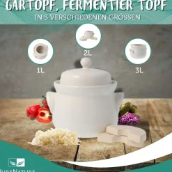 Gärtopf für Sauerkraut, kleiner Fermentier Topf in 3 Größen