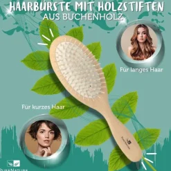 Haarbürste mit Holzstiften aus Buche für kurze & lange Haare