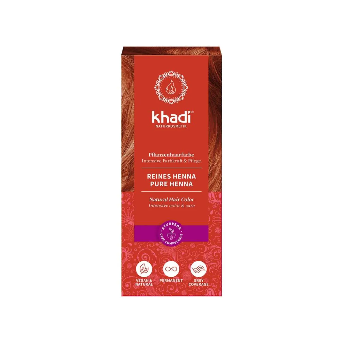 Khadi reines Henna: Pflanzenhaarfarbe für intensive Brillanz