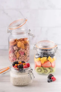 Kilner Gewürzgläser mit Glasdeckel - in dekorativer Holzkiste