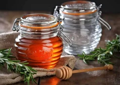 Kilner Honigglas mit Löffel aus Holz - Bienenstock Design