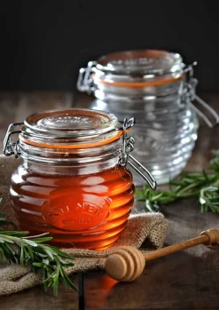Kilner Honigglas mit Löffel aus Holz - Bienenstock Design
