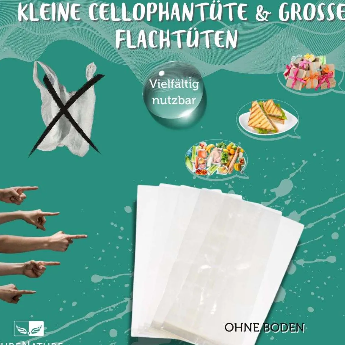 Kleine Cellophantüten & Große Flachtüten - Ohne Boden