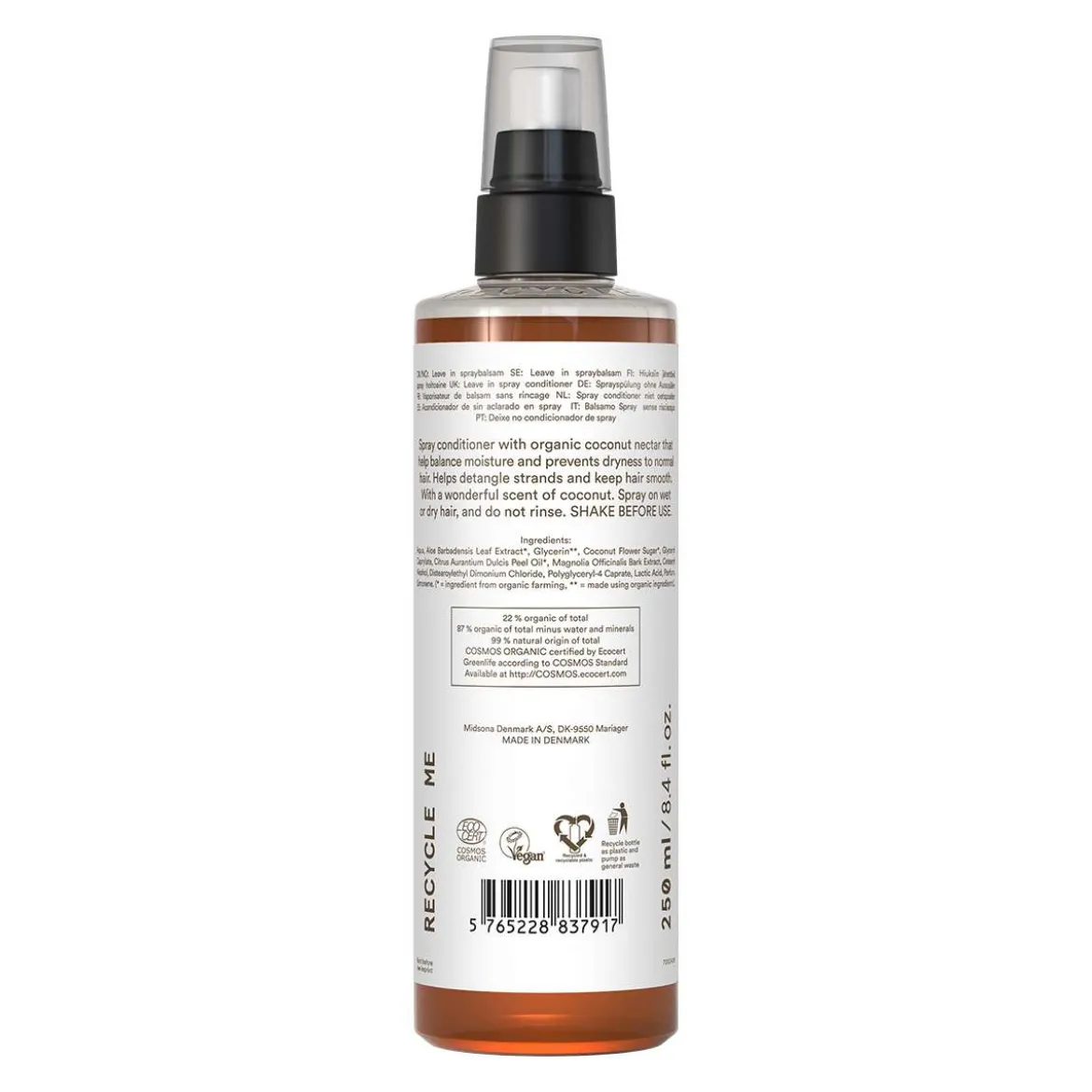 Leave in Conditioner ohne Silikone (Urtekram Kokos) - 250ml Flasche
