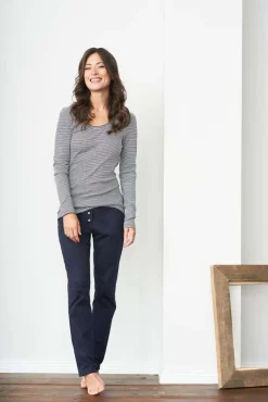 Living Crafts Damen Pyjamahose aus 100% Bio-Baumwolle in zwei Farben