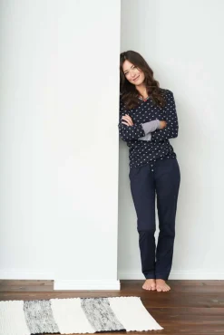 Living Crafts Damen Pyjamahose aus 100% Bio-Baumwolle in zwei Farben