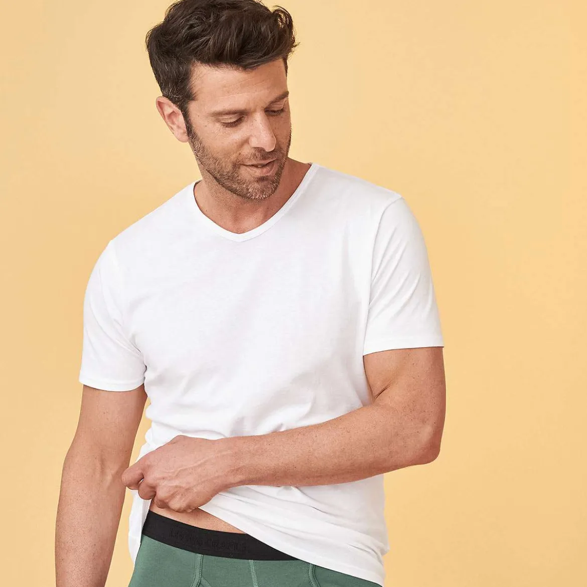 Living Crafts Herren Basic T-Shirts aus Baumwolle im Doppelpack