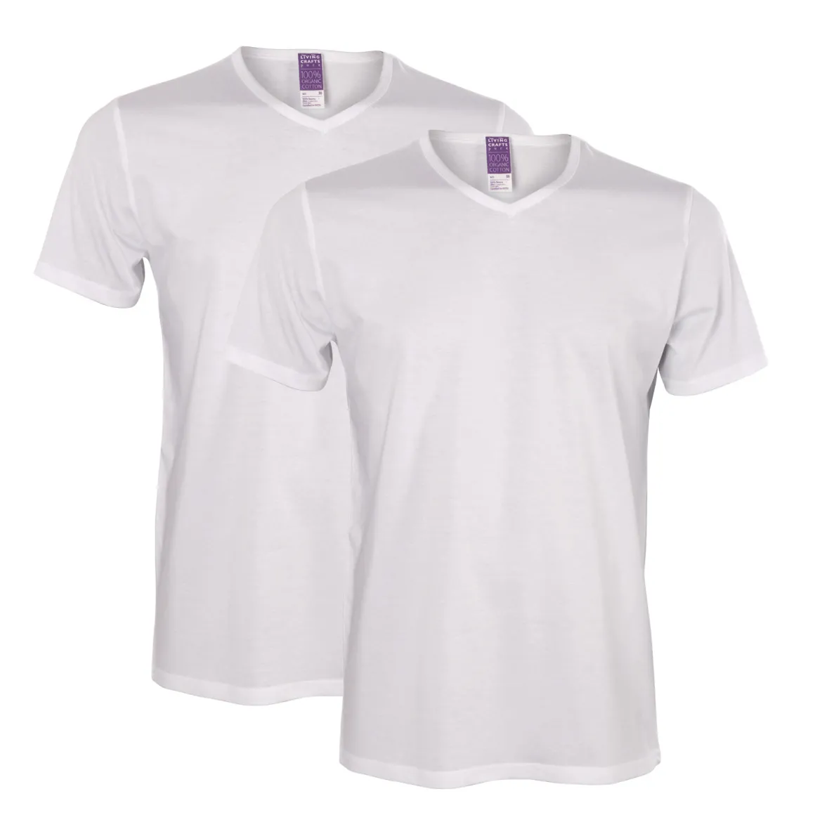 Living Crafts Herren Basic T-Shirts aus Baumwolle im Doppelpack