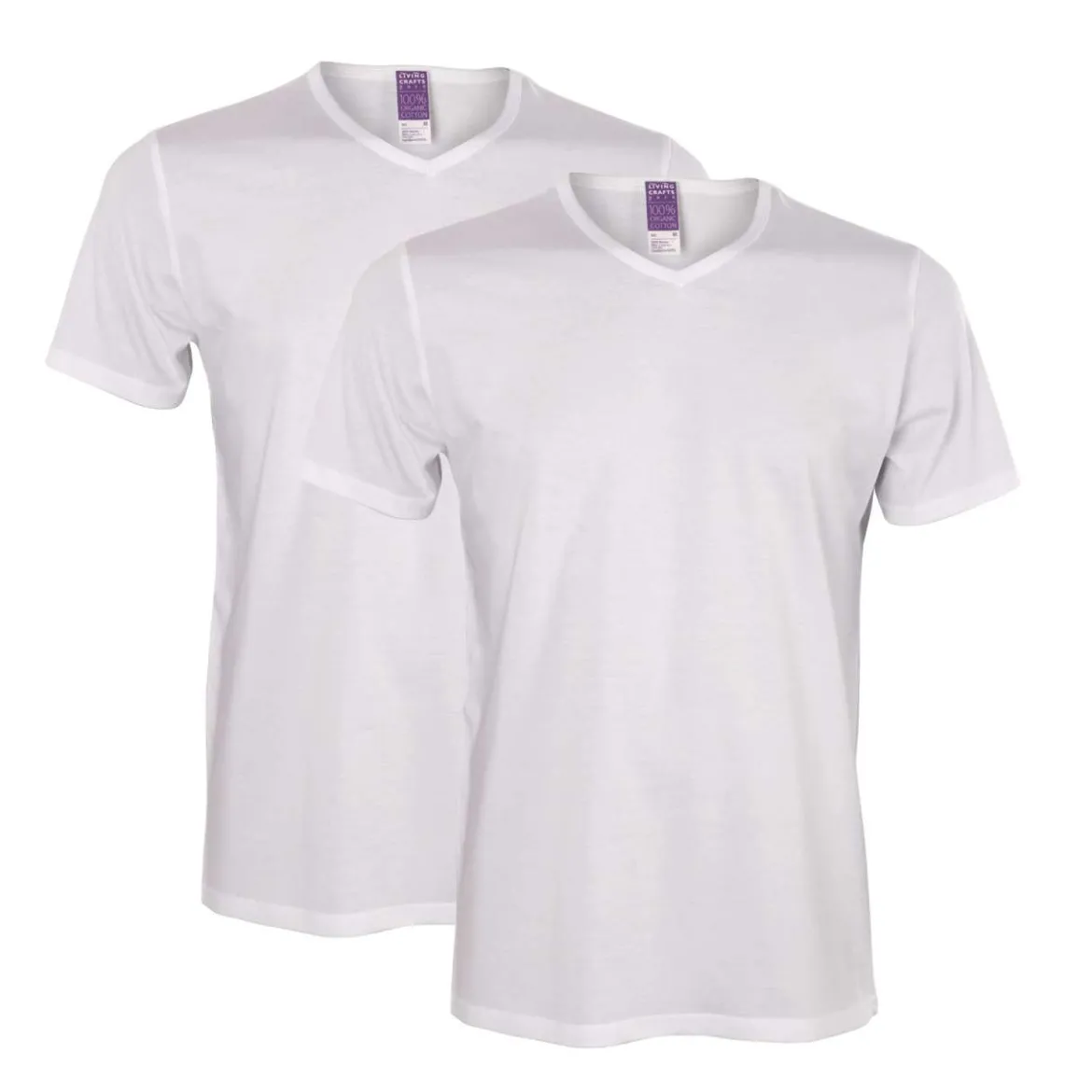 Living Crafts Herren Basic T-Shirts aus Baumwolle im Doppelpack