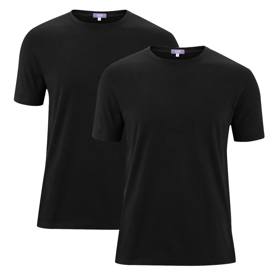 Living Crafts Herren Basic T-Shirts aus Bio Baumwolle - Doppelpack
