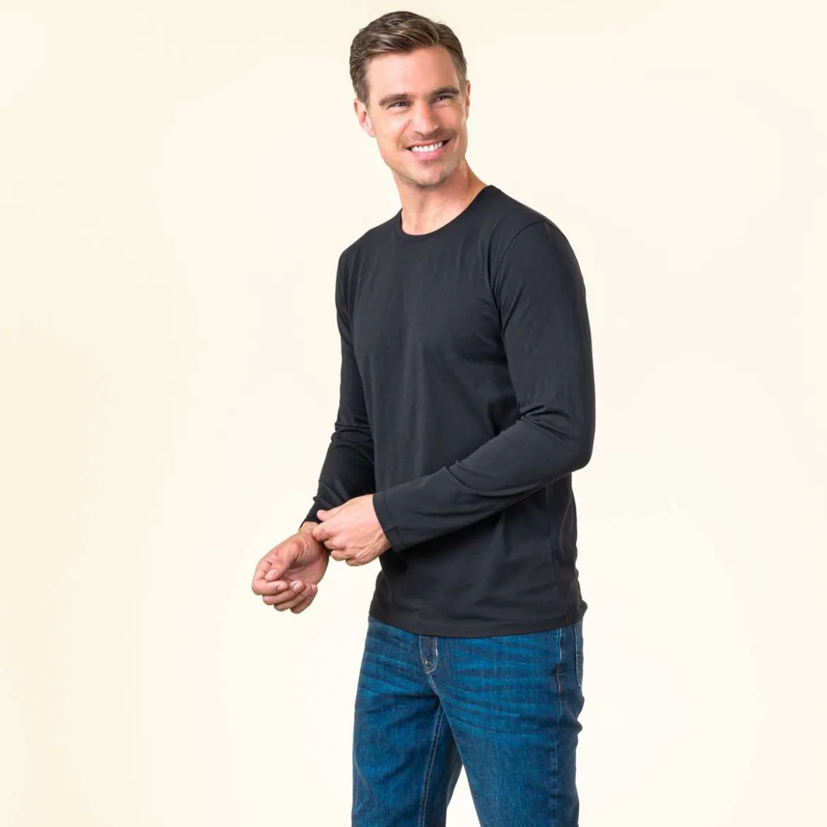 Living Crafts Herren Langarm-Shirt Terik aus Bio-Baumwolle