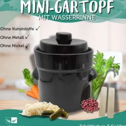 Mini-Gärtopf mit Wasserrinne gerade Form 1–3 Liter braun