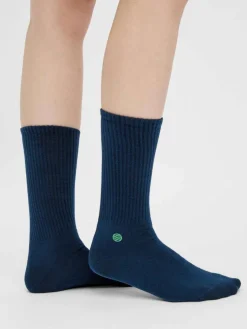 Natural Vibes Basic Navy: dunkelblaue retro Sneaker-Socken