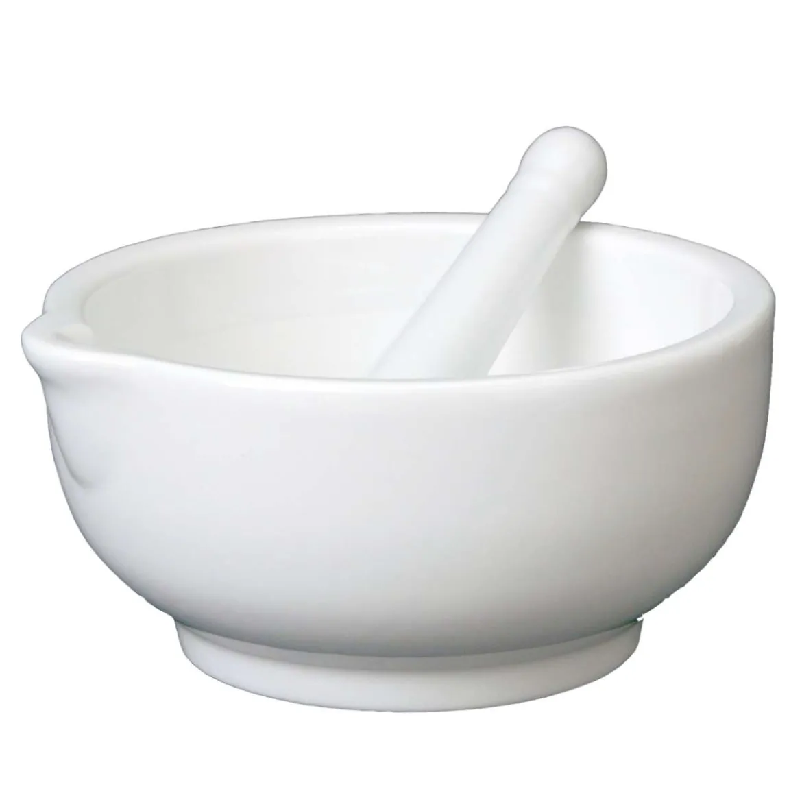 Porzellan-Mörser mit Pistill - 12 cm, mit Ausguss