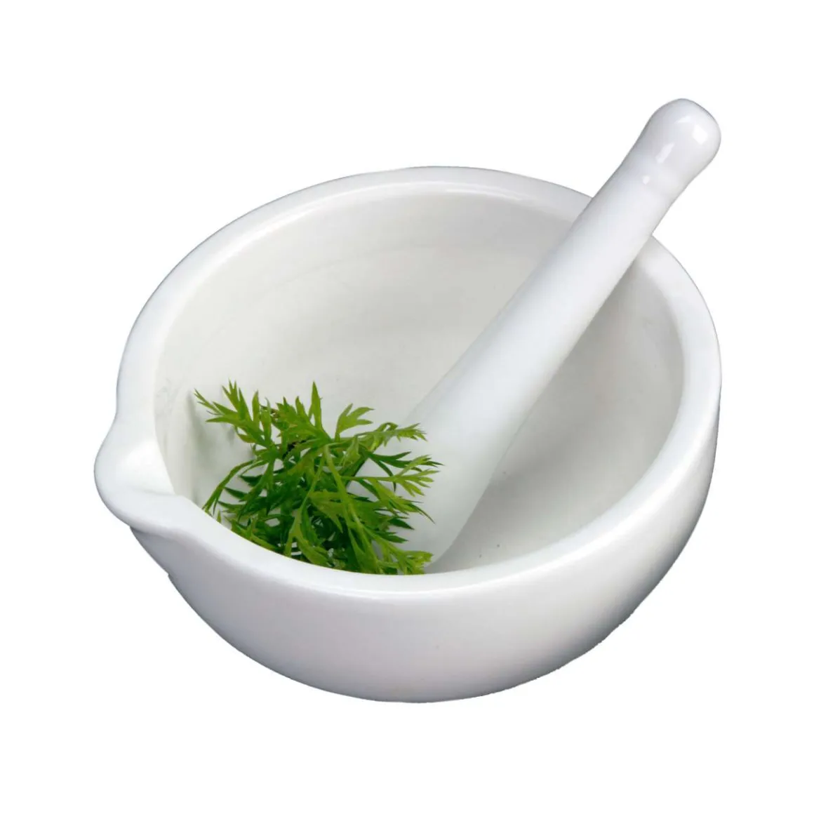 Porzellan-Mörser mit Pistill - 12 cm, mit Ausguss