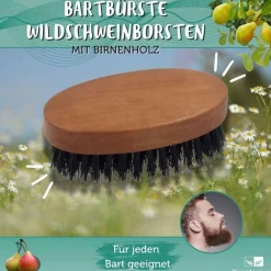 PureNature Bartbürste Wildschweinborsten mit Birnbaumholz