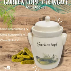 PureNature Gurkentopf Steingut - mit Deckel, 5 l oder 3,5 l