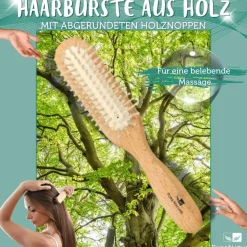 PureNature Haarbürste aus Holz mit abgerundeten Holznoppen