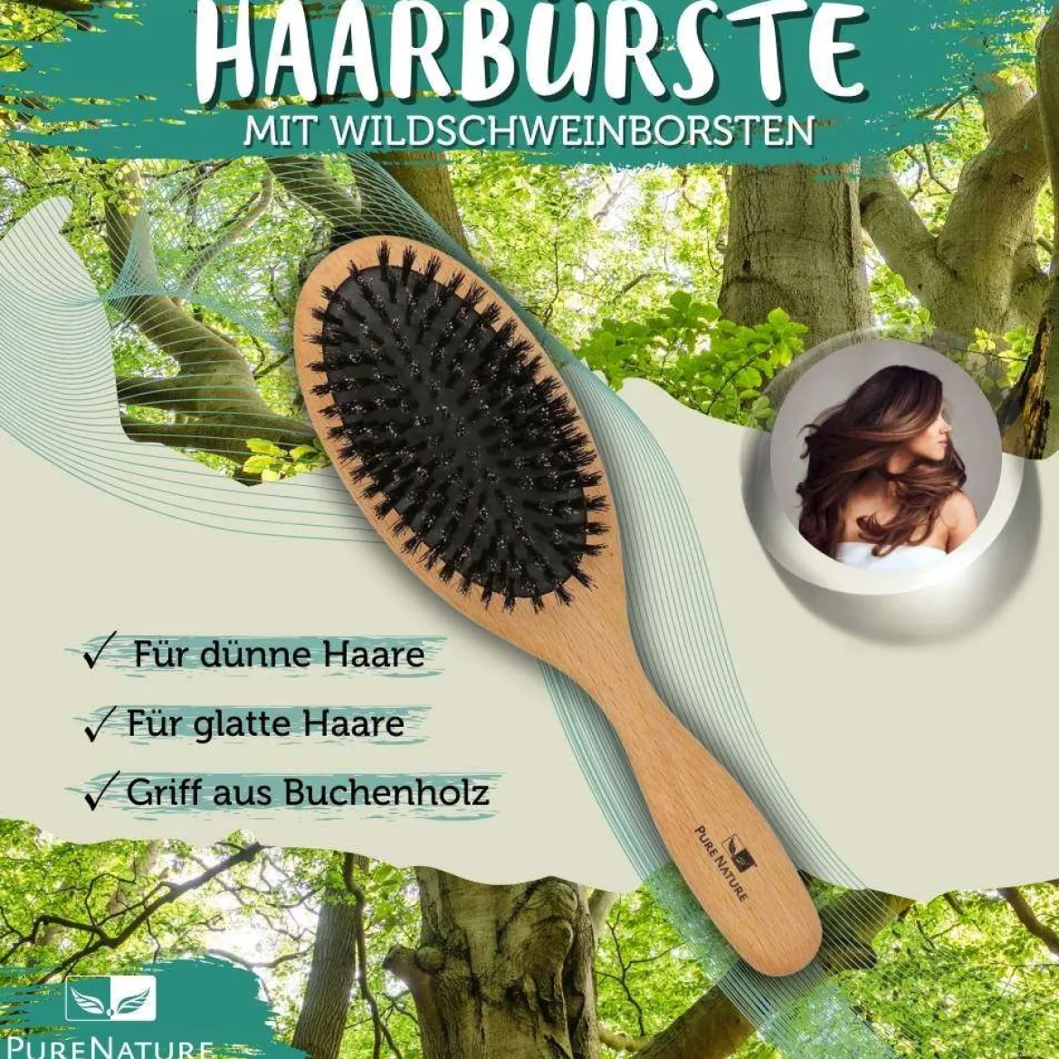 PureNature Haarbürste mit Wildschweinborsten online kaufen