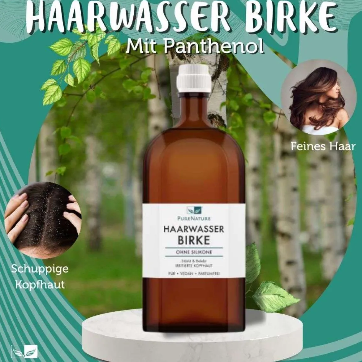 PureNature Haarwasser Birke mit Panthenol ohne Duftstoffe