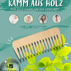 PureNature Kamm aus Holz für alle Haarlängen geeignet
