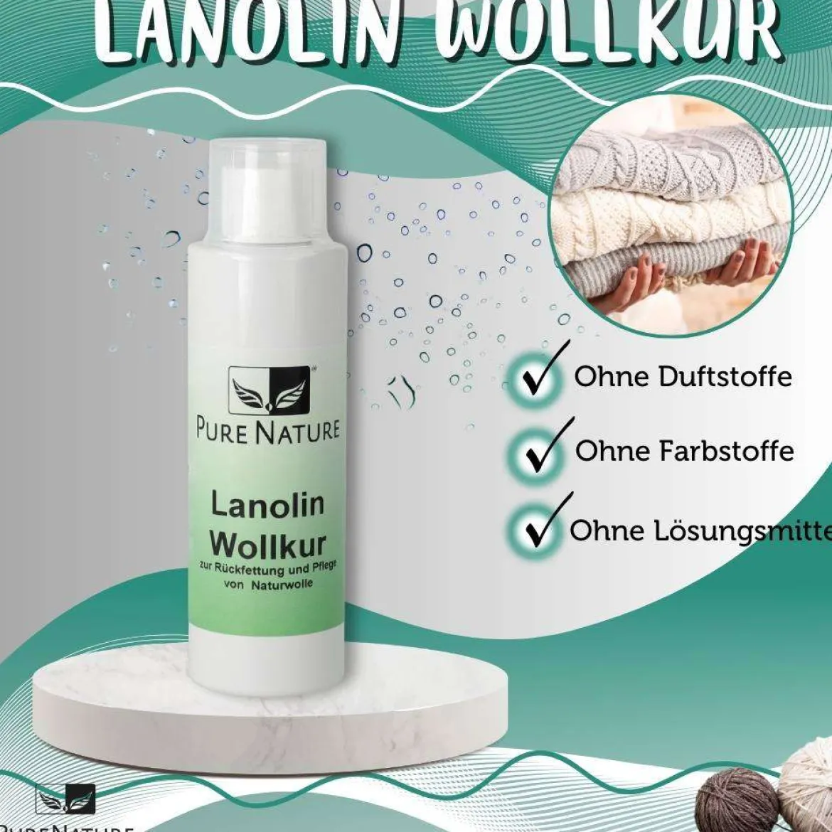 PureNature Lanolin Wollkur zum Wolle imprägnieren & fetten