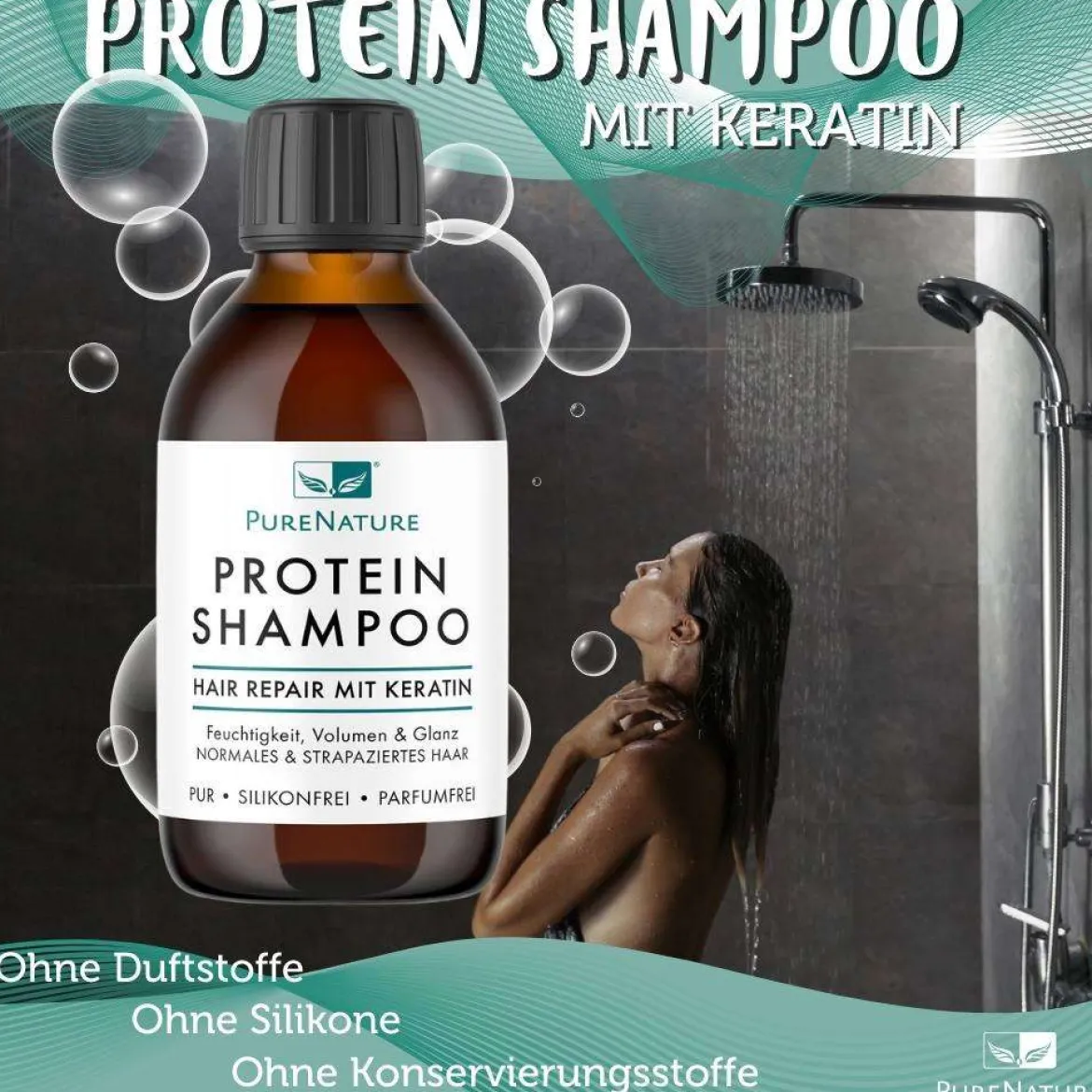 PureNature Protein Shampoo mit Keratin & Panthenol für Intensivpflege