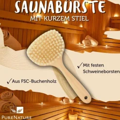 PureNature Saunabürste mit Massagebürste-Naturborsten