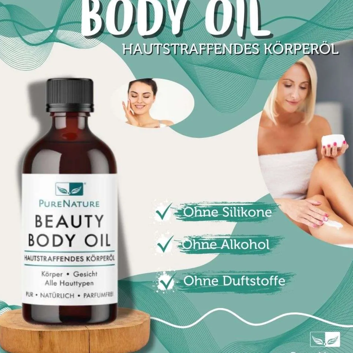 PureNature straffendes Körperöl - Hautstrafföl mit Vitamin E ohne Parfüm