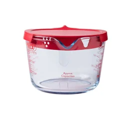 Pyrex Messbecher Glas 1l aus Borosilikatglas mit Henkel und Deckel