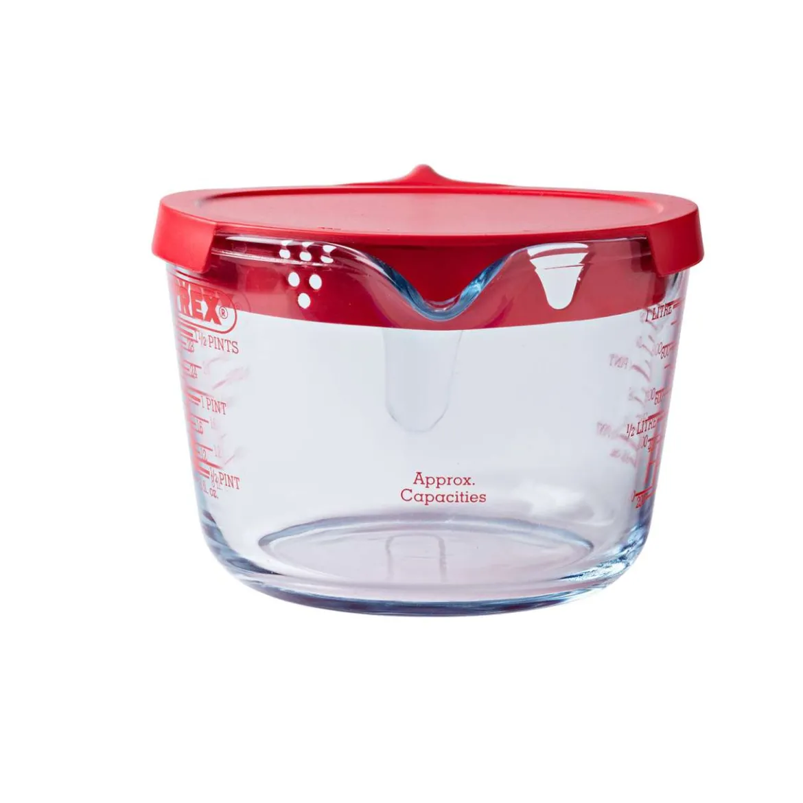Pyrex Messbecher Glas 1l aus Borosilikatglas mit Henkel und Deckel