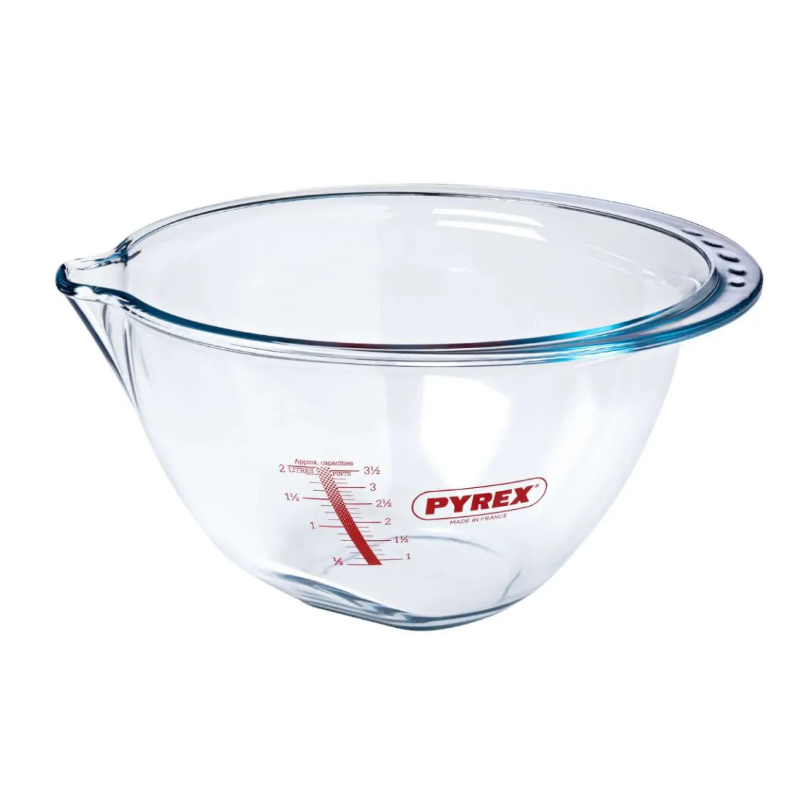 Pyrex Schüssel aus Borosilikatglas mit breiter Tülle & Griffrand