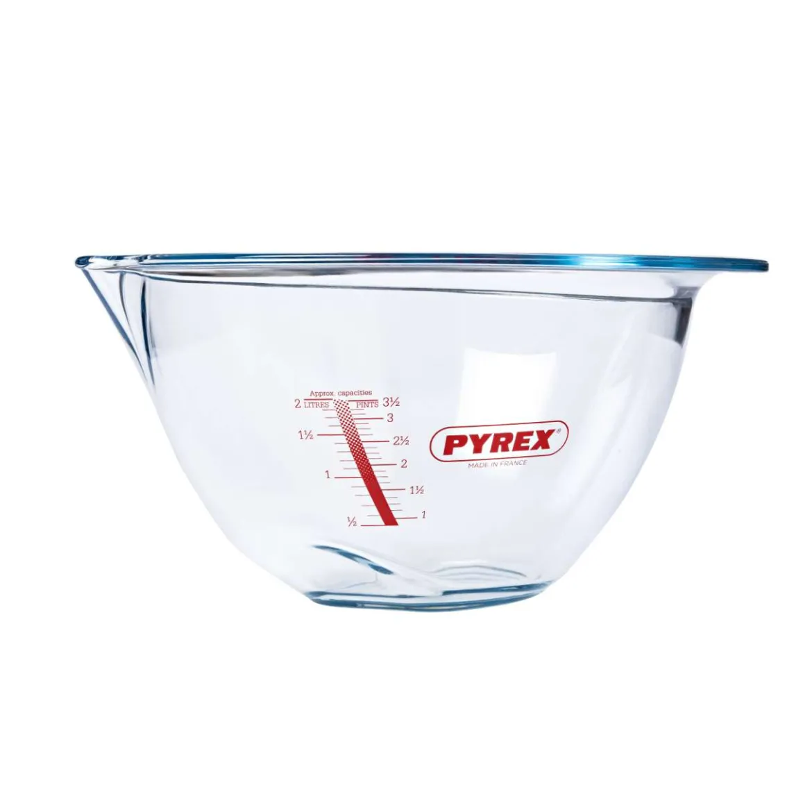 Pyrex Schüssel aus Borosilikatglas mit breiter Tülle & Griffrand