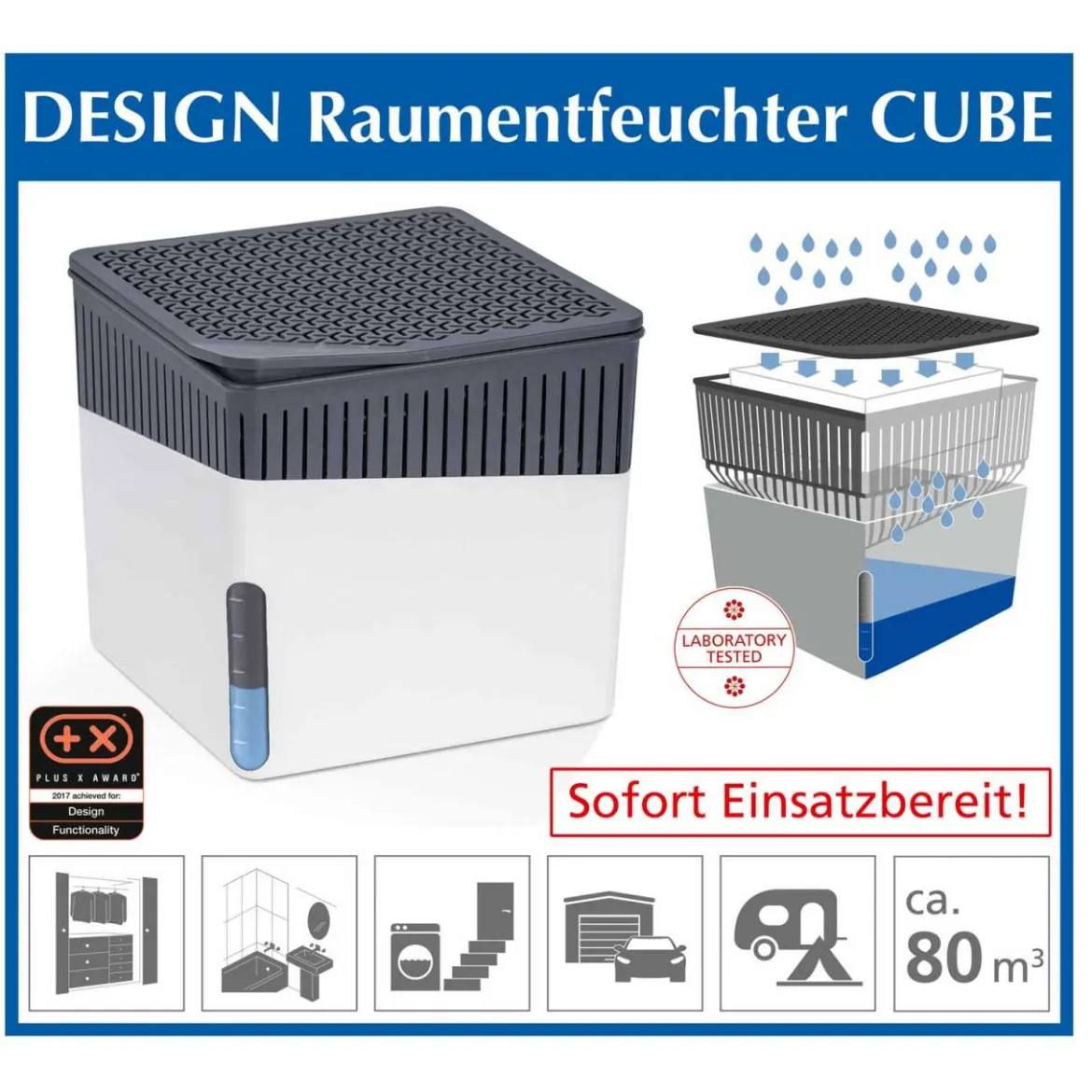 Raumentfeuchter ohne Strom - Cube 1kg im umweltfreundlichen Design