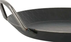 Robuste Turk Schmiedeeisen-Pfanne geriffelt, mit 2 Griffen