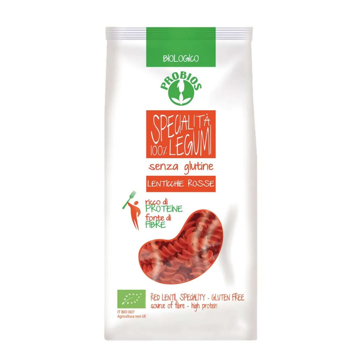 Rote Linsen Spirelli aus 100% italienischem Bio Linsenmehl hergestellt